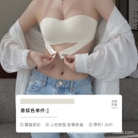 夏季无肩带内衣女无痕小胸聚拢隐形防滑抹胸裹胸前扣式不空杯文胸