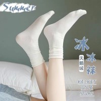 袜子女袜冰冰袜夏季薄款天鹅绒丝袜中筒jk日系堆堆袜