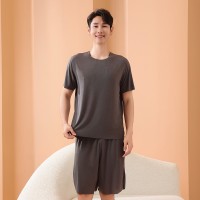凉感冰丝睡衣女高级感情侣装一男一女套装薄款家居服睡衣夏女短袖