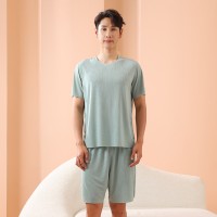凉感冰丝睡衣女高级感情侣装一男一女套装薄款家居服睡衣夏女短袖
