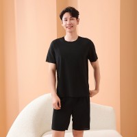 凉感冰丝睡衣女高级感情侣装一男一女套装薄款家居服睡衣夏女短袖
