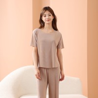 凉感冰丝睡衣女高级感情侣装一男一女套装薄款家居服睡衣夏女短袖