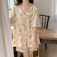 睡衣女夏季短袖短裤薄款韩版ins风甜美卡通家居服套装可外穿