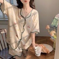 睡衣女夏季短袖短裤薄款韩版ins风甜美卡通家居服套装可外穿