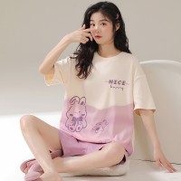 2024年新款睡衣女夏季薄款短袖套装韩版可爱甜美家居服棉质可外穿