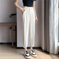 冰丝西装裤女2024夏季直筒宽松高腰显瘦九分小个子休闲烟管裤