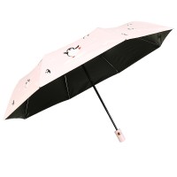 夏季新款热卖款独角兽下雨天晴雨伞全自动黑胶三折伞礼品伞