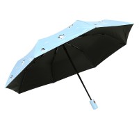 夏季新款热卖款独角兽下雨天晴雨伞全自动黑胶三折伞礼品伞