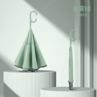 配色手柄大号车用长柄雨伞定制抗暴风雨广告礼品自动双层反向伞