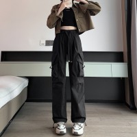 工装裤女秋季新款简约时尚工装风长裤子宽松高腰阔腿裤