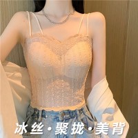 新款法式美背性感内衣搭蕾丝吊带短款百搭裹胸显瘦抹胸露背文胸