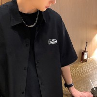 CH011夏季新款男士短袖衬衫白色时尚百搭青少年衬衣潮