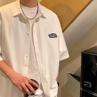 CH007休闲复古短袖衬衫男夏季新款潮流高级感痞帅青少年寸衣