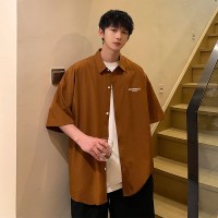 CH003夏季新款复古潮流衬衫时尚短袖休闲百搭痞帅青少年衬衫