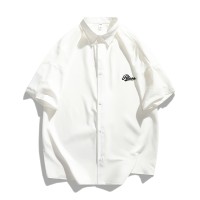 CH004港风复古衬衫夏季男款短袖衬衣青少年宽松休闲外套