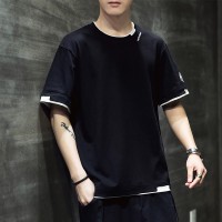 T230夏季重磅短袖T恤男士潮流百搭五分袖简约t恤宽松打底衫