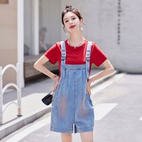 现货背带裤套装女2024夏季新款女装时尚减龄两件套裤子