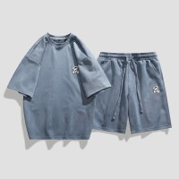 TZ007学生潮流短袖t恤运动套装男青少年夏装衣服帅气男装