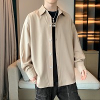 7304（佳乐）秋季黑色衬衫衣男内搭高级感白色男生长袖