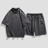TZ012短袖polo衫男士夏季新款短裤一套搭配痞帅休闲衬衣T恤套装