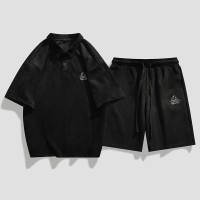 TZ012短袖polo衫男士夏季新款短裤一套搭配痞帅休闲衬衣T恤套装