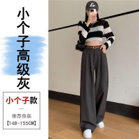 2024春夏西装阔腿裤女新款直筒拖地休闲小个子窄版高腰垂感西装裤