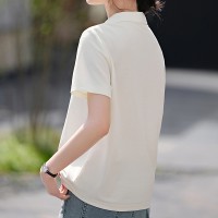 重工珠片设计短袖T恤女夏季优雅气质时尚减龄POLO衫上衣