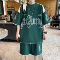 短袖套装男生休闲运动一套宽松潮流ins夏季2024年新款半袖两件套