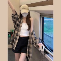 格子衬衫外套女2024夏季新款薄款设计感小众长袖上衣防晒衬衣