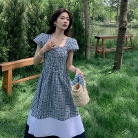 现货2024新款格子大摆裙无袖优雅连衣裙B馆一楼193