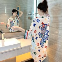冰丝睡裙女夏季2024年新款高级感薄款大码网红衬衫睡衣外穿家居服