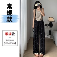 不缩水山本褶皱宽松阔腿波点裤子女24夏日系冰丝慵懒肌理纹休闲裤