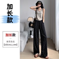 不缩水山本褶皱宽松阔腿波点裤子女24夏日系冰丝慵懒肌理纹休闲裤