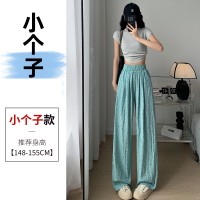 不缩水山本褶皱宽松阔腿波点裤子女24夏日系冰丝慵懒肌理纹休闲裤