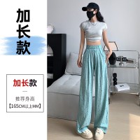 不缩水山本褶皱宽松阔腿波点裤子女24夏日系冰丝慵懒肌理纹休闲裤