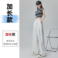 不缩水山本褶皱宽松阔腿滑滑裤子女24夏日系冰丝慵懒肌理纹休闲裤