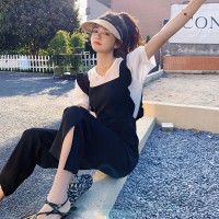 现货夏季减龄连体背带裤时尚两件套装7708有买家秀