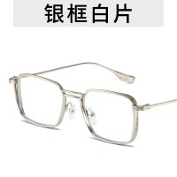 复古新款双杠港风墨镜时尚条纹街拍太阳镜潮流防紫外线方框眼镜