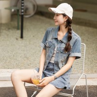 休闲减龄时髦薄款牛仔外套2024夏季新款女设计感好穿衬衫