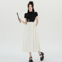 2024夏装新款新中式风提花吊坠显瘦A字版中长款女