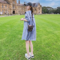 【2024出货】小个子学院风蓝色条纹连衣裙海军领D116