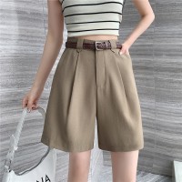 亚麻工装短裤女夏季薄款高腰韩版宽松休闲阔腿裤小个子时尚热裤潮