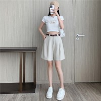 亚麻工装短裤女夏季薄款高腰韩版宽松休闲阔腿裤小个子时尚热裤潮