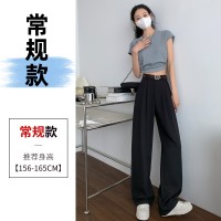 2024春夏新中式风高腰阔腿裤女垂感直筒设计感棉麻感休闲拖地裤