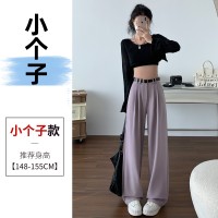 2024春夏新中式风高腰阔腿裤女垂感直筒设计感棉麻感休闲拖地裤