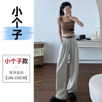 2024春夏新中式风高腰阔腿裤女垂感直筒设计感棉麻感休闲拖地裤