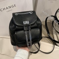 韩系小包包2024新款链条双肩包女高级感百搭书包外出旅行水桶背包