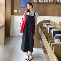 现货夏季新款波点修身背带裙5202