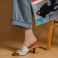 很软露趾高跟凉拖鞋女外穿粗跟凉鞋女2024新款夏季女鞋