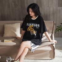 2024新款睡衣女夏季纯棉带胸垫短袖短裤夏天薄款可外穿家居服套装